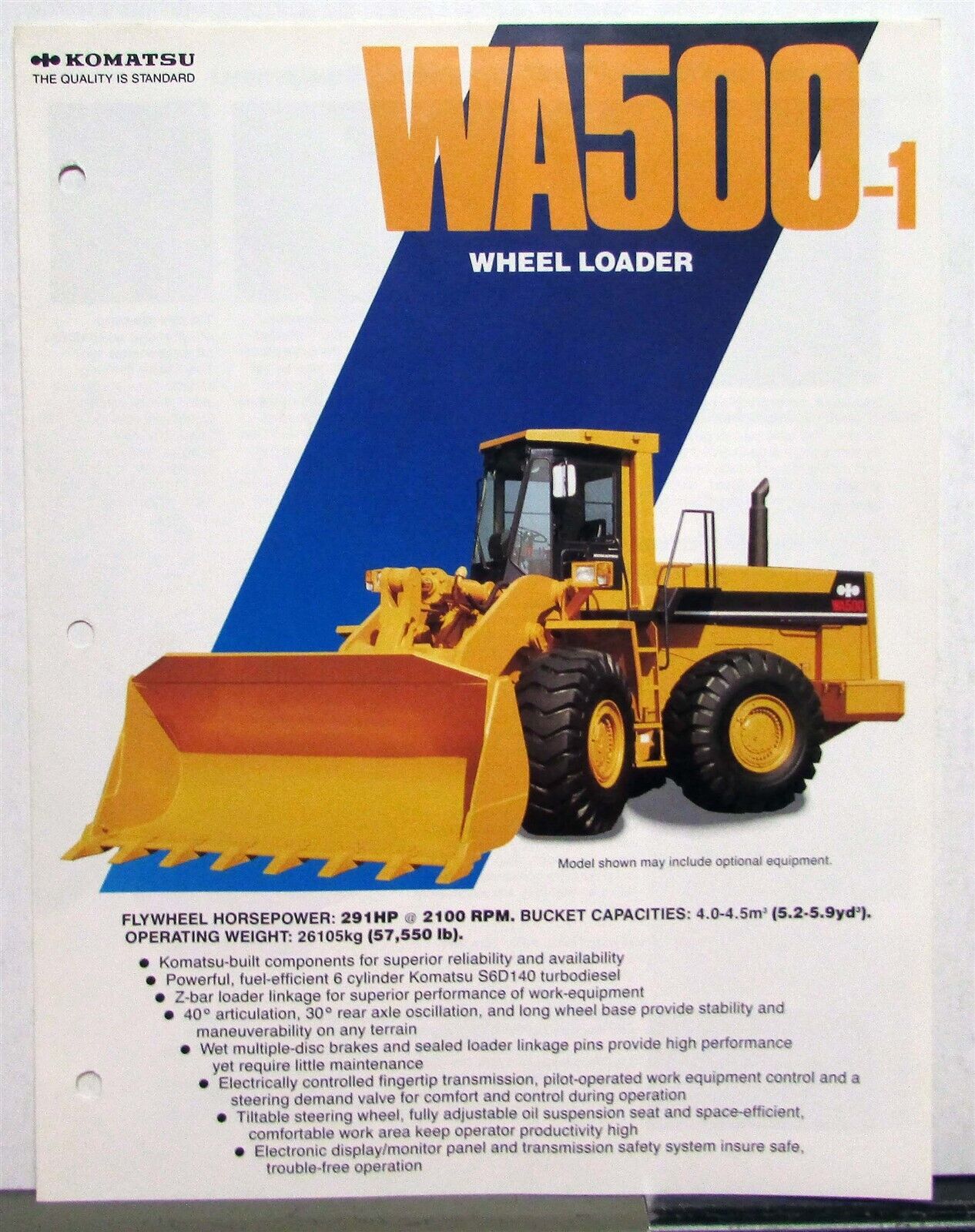 1986 Komatsu WA500-1 Wheel Loader Specifications 1986 Komatsu WA500-1 Wheel Loader Specifications