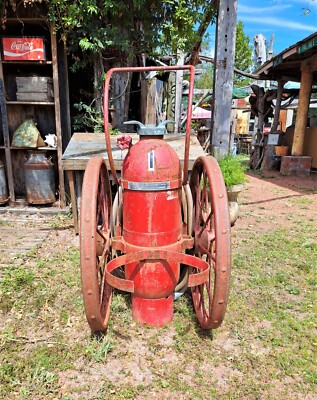 Antique Vintage Large Rolling Fire Extinguisher