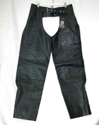 Nomad USA Chaps Motorcycle Leather Black Size Large New Tag