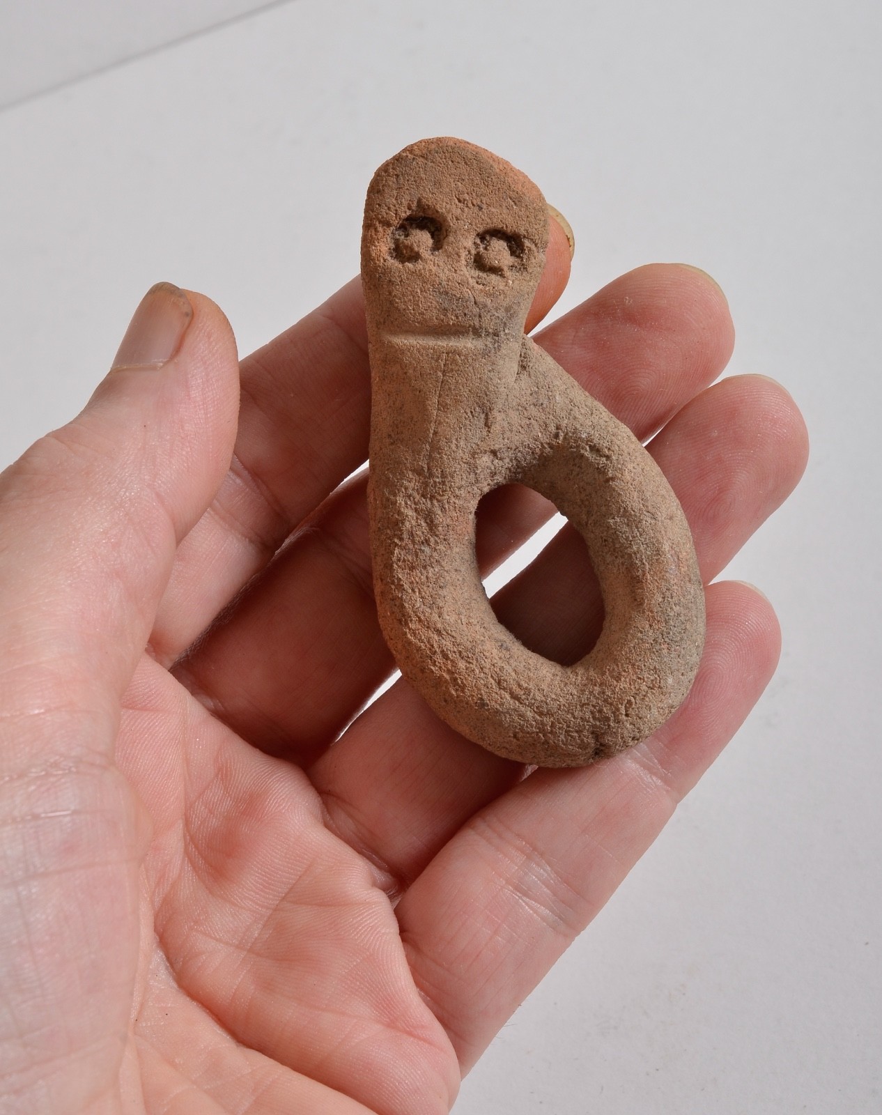 Antique Pre Columbian terra cotta clay Snake, South America Peru Peruvian