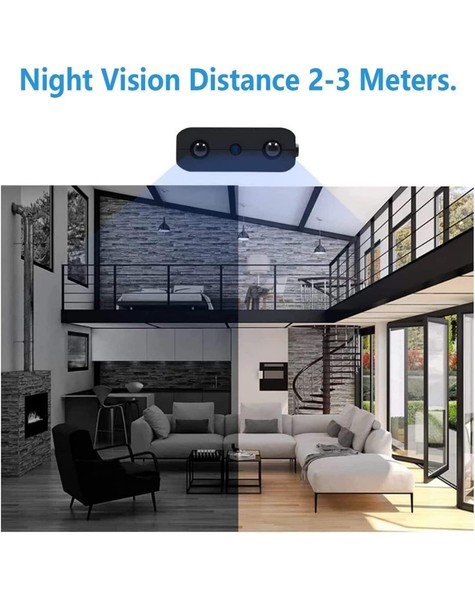 Security camera night vision range in modern home interior.