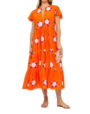 Pre-owned Oliphant V Neck Maxi Dress In Mela Orange - Size S