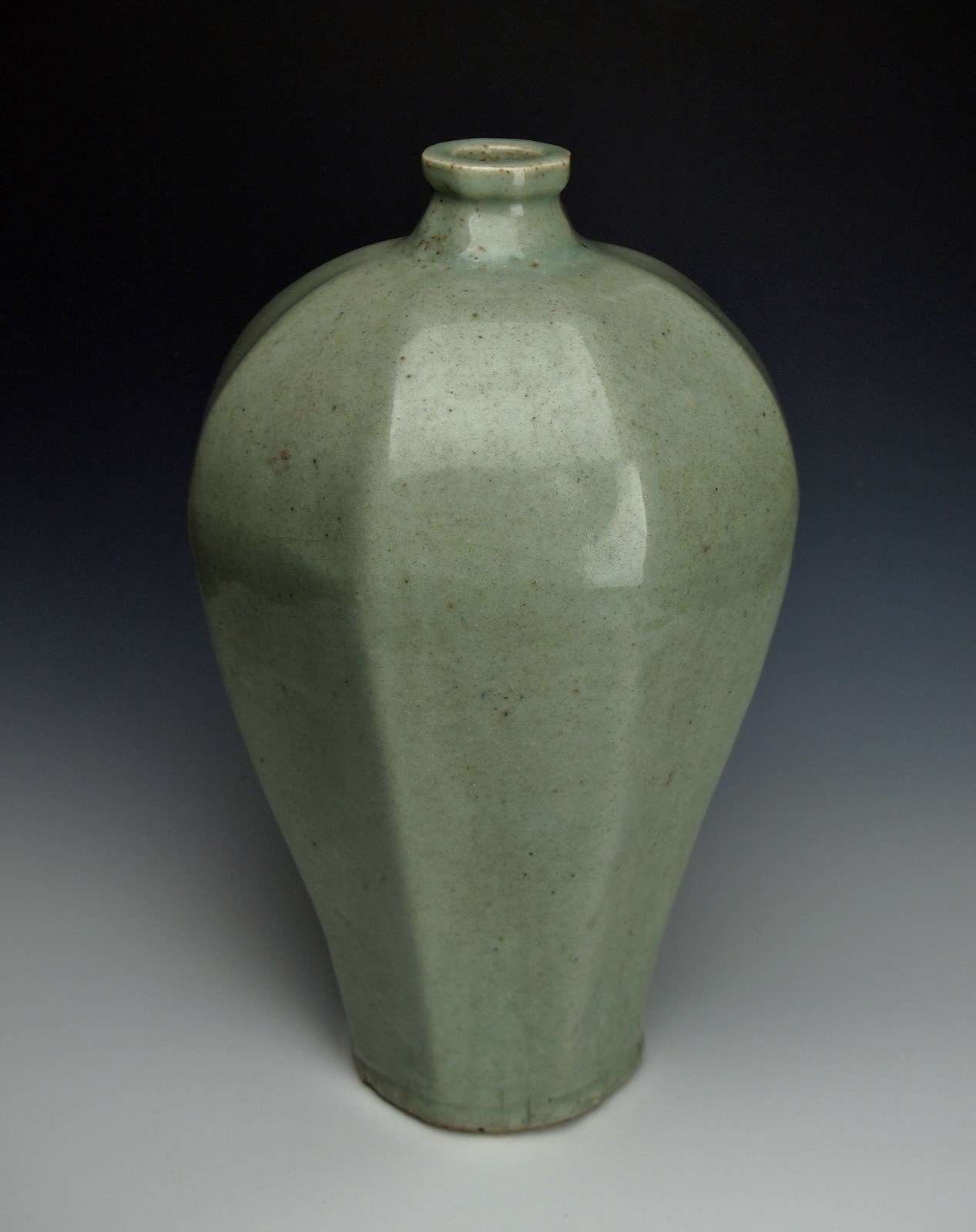 FINE LONGQUAN CELADON OCTAGONAL MEIPING VASE Yuan Ming Antique Chinese Porcelain