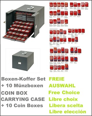 Coin Box Case NERA BLACK LINDNER 2310-NW + 10 Coin Boxes FREE SELECTION