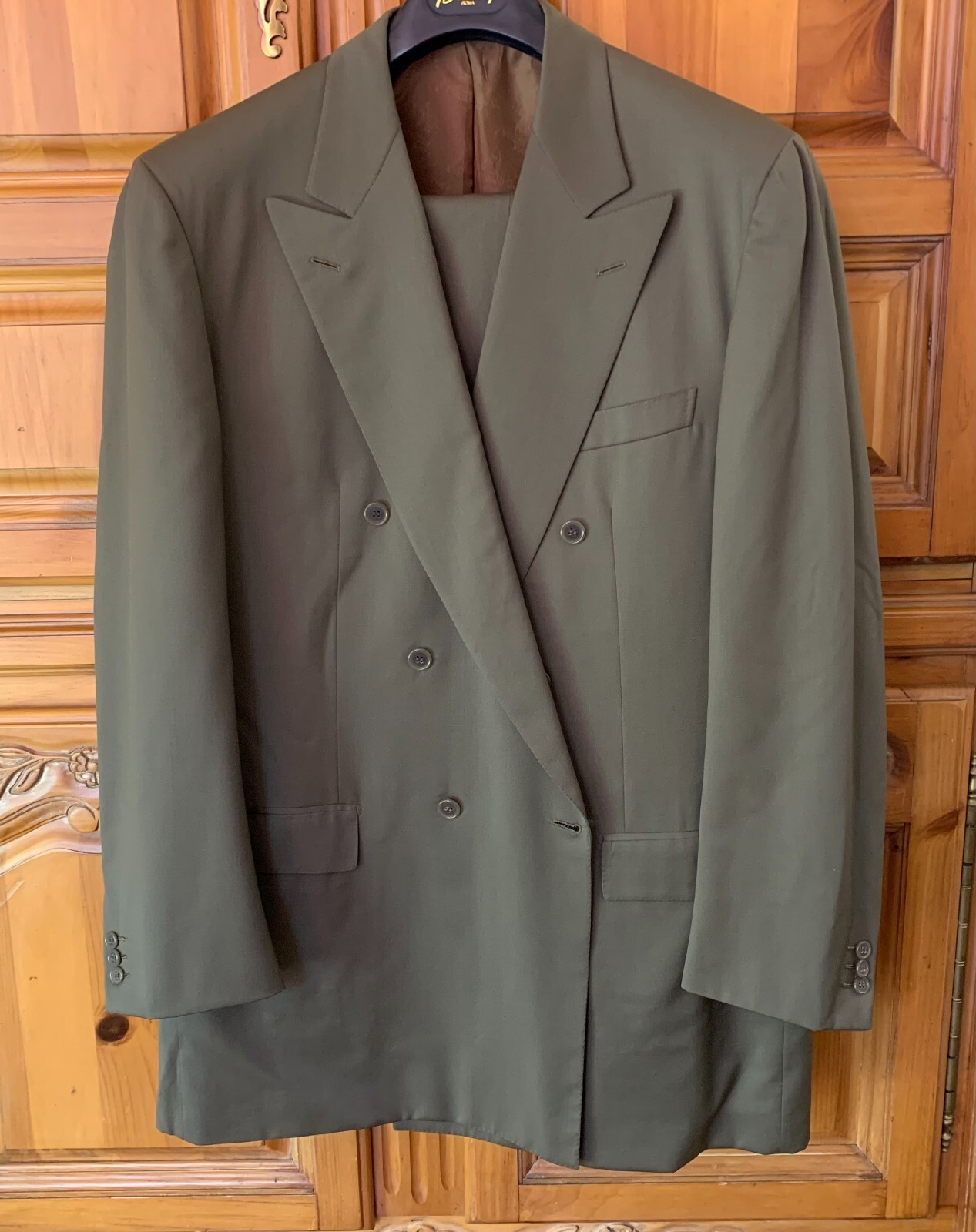 BRIONI  100% Lightweight WOOL Green Double Breasted Suit 46/56L  Pants 36wx29l