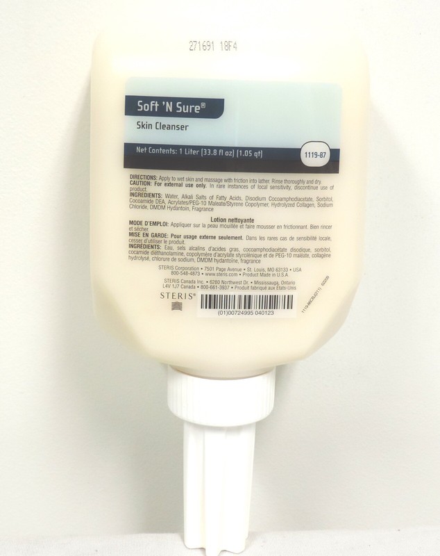 Steris Soft N Sure Skin Cleanser Soap Dispenser Refill Bottle 1119-87 Box of 12