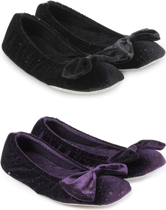 Ladies /"Velour Bow/" Ballet Slippers