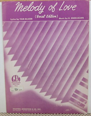 Melody of Love - Tom Glazer & H. Engelmann - Sheet Music  1961