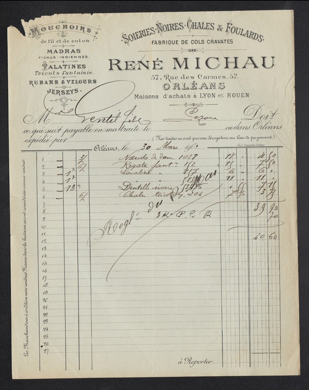 Orleans (45) Soieries , Cols De Cravates / Bonneterie 