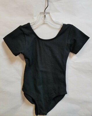 Sansha E9255C Girls Intermediate (6) ''C'' Black 'Maggy' Short Sleeve Leotard 