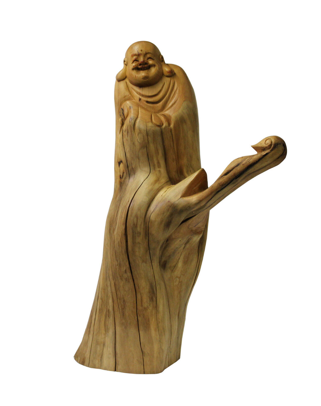 Chinese Cypress Wood Carved Standing Happy Buddha Statue cs3208S Chinese Cypress Wood Carved Standing Happy Buddha Statue cs3208S