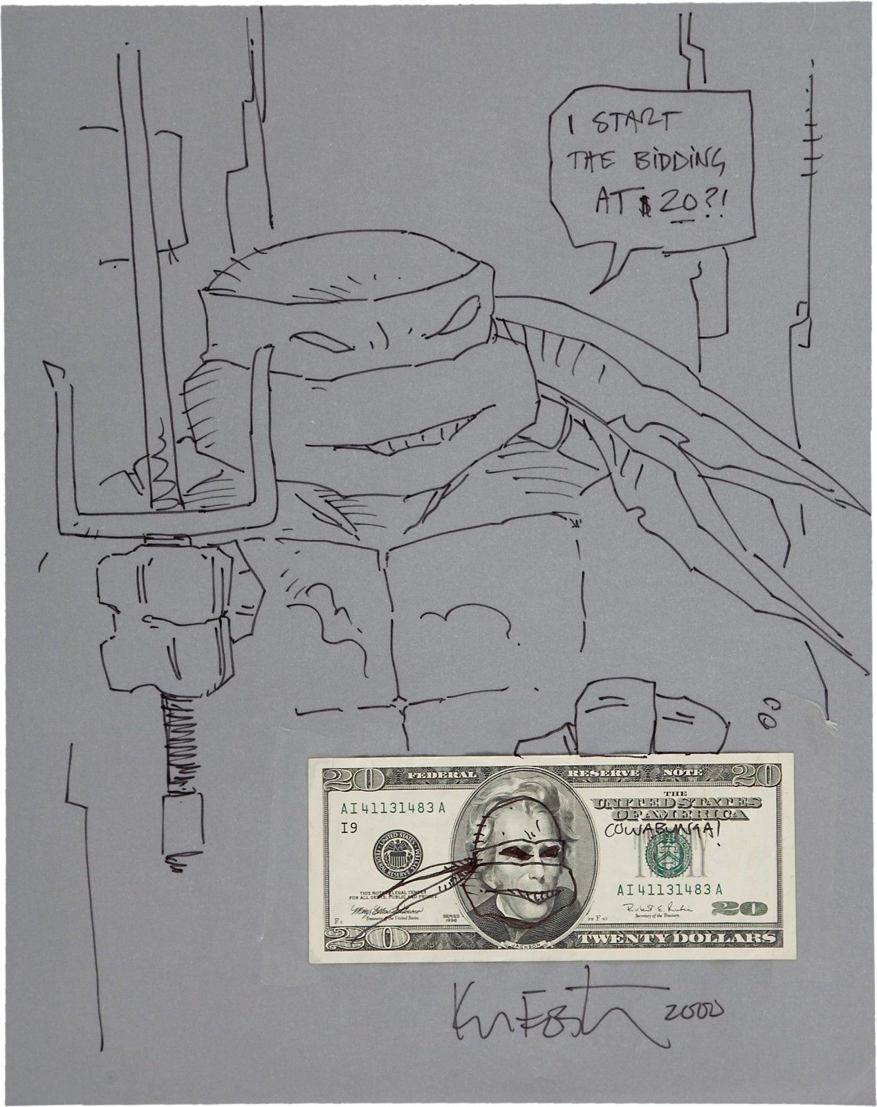 Teenage Mutant Ninja Turtles Original Signed Artwork Sketch Teenage Mutant Ninja Turtles Original Signed Artwork Sketch