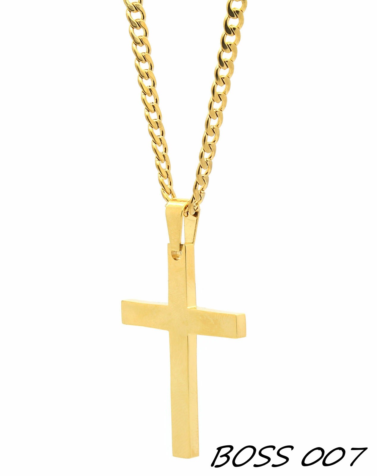 BREND Stainless Steel Gold Plated Cross Plain Pendant 24