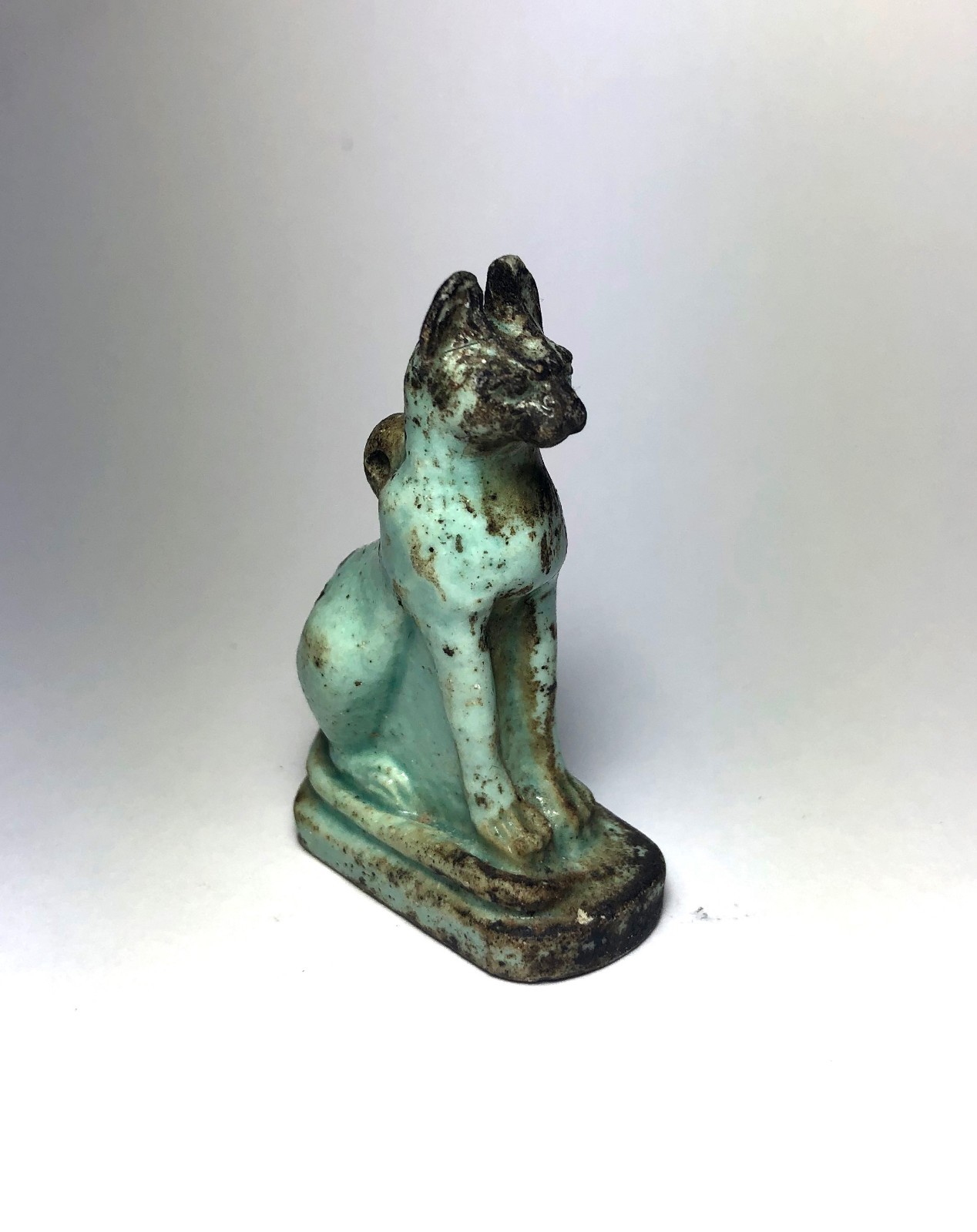 Ancient Egyptian Faience Cat Amulet - Figure statue
