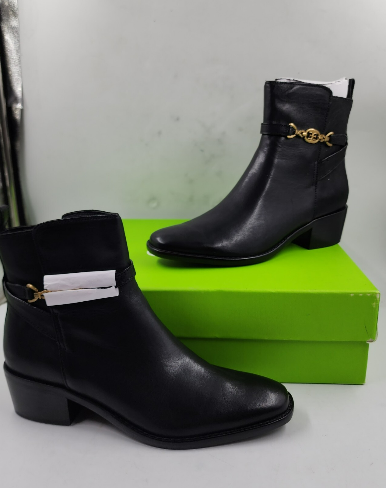 Sam Edelman Brawley Buckled Pointed Ankle Boots Women's 7 Black Side Zip Closure - Picture 3 of 16