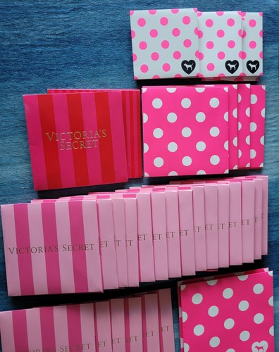 83 Victoria's Secret Gift Bags & Boxes PINK Stripes Polka Dot NEW