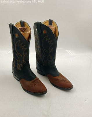 JUSTIN JUNIOR COWBOY BOOTS Black/Brown - SIZE 5