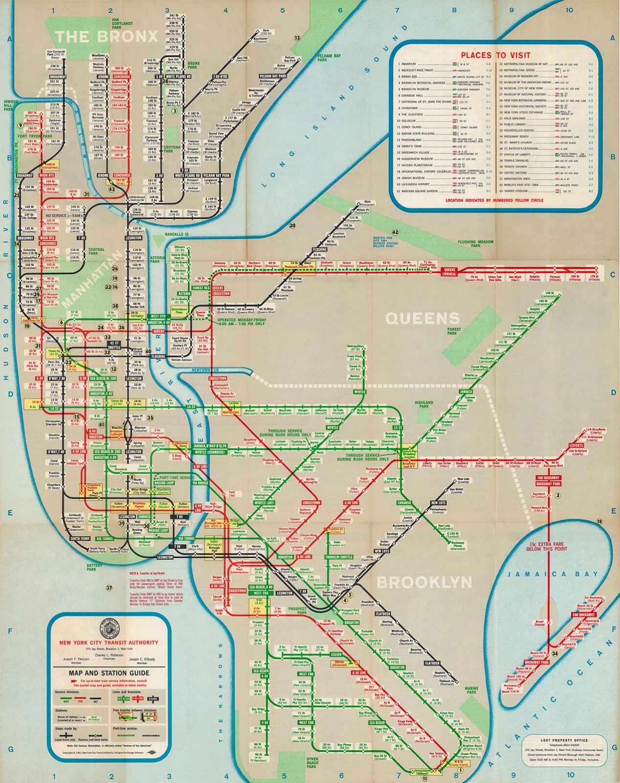 1961 Map of the New York City Subway System Wall Art Poster