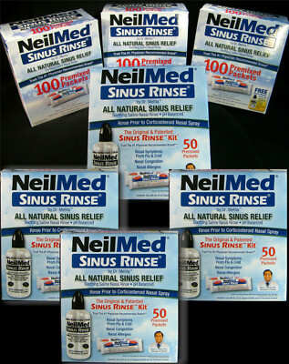 NeilMed Sinus Rinse Sealed 500 Saline Packets + 4 Bottles Nasal CPAP Allergy NEW