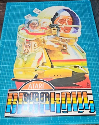 VTG NOS 1982 Die Cut-Double Sided Super Breakout Atari Poster Hangable Artfaire