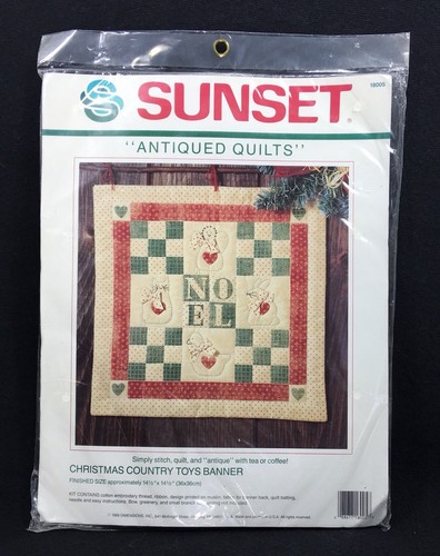 Christmas Patchwork Antiqued Quilts Country Toys Banner Sunset Kits SEALED 2