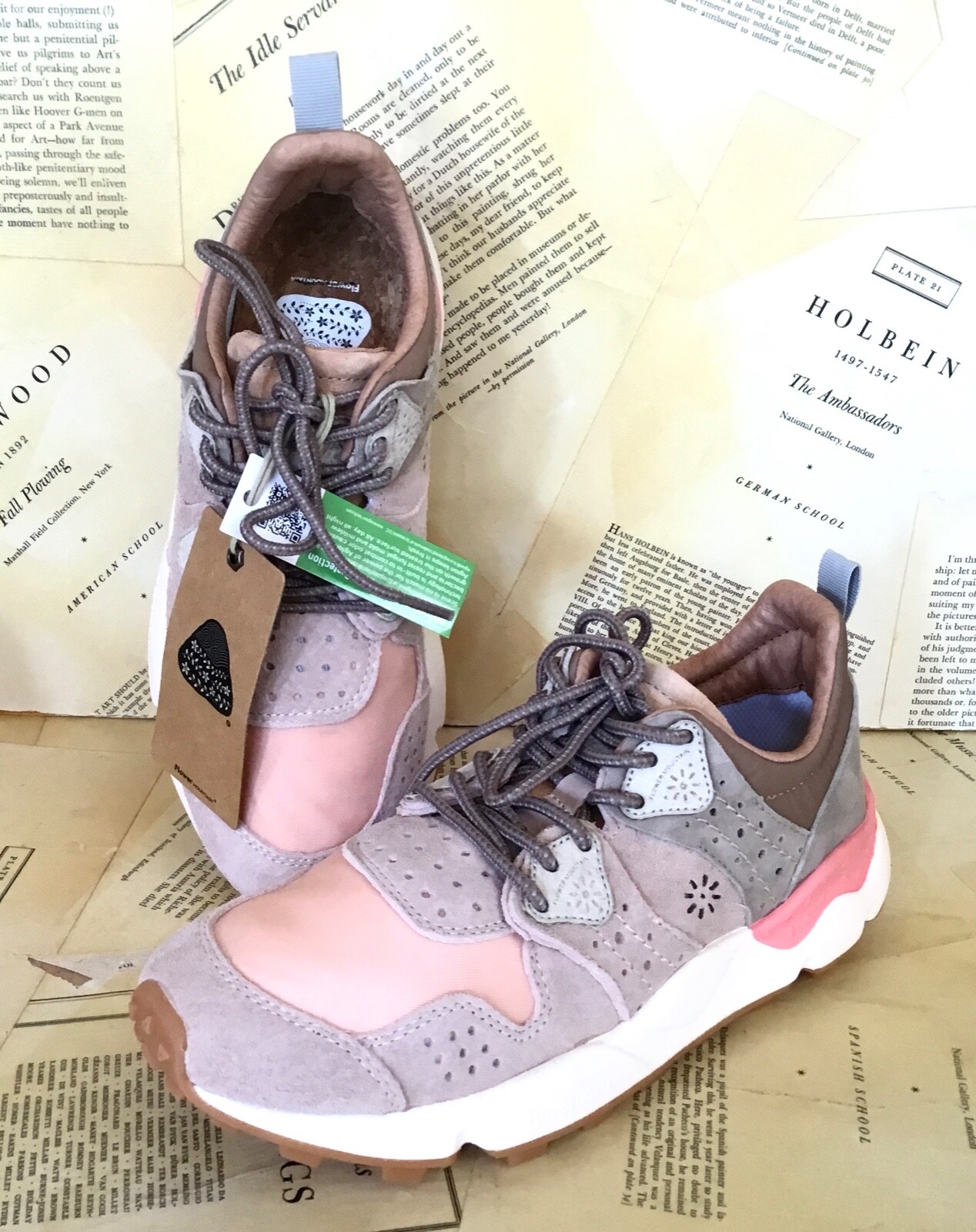 

Замшевые кроссовки Free People Flower Mountain Wesley, ткань бежевого и розового цвета, размер 38/7 NWT, Beige pink, wesley suede sneakers