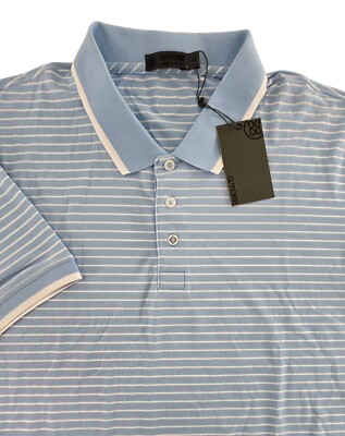 G/Fore Perforated Golf Polo Striped Baja Blue Men's G4MS21K04 $120 Large