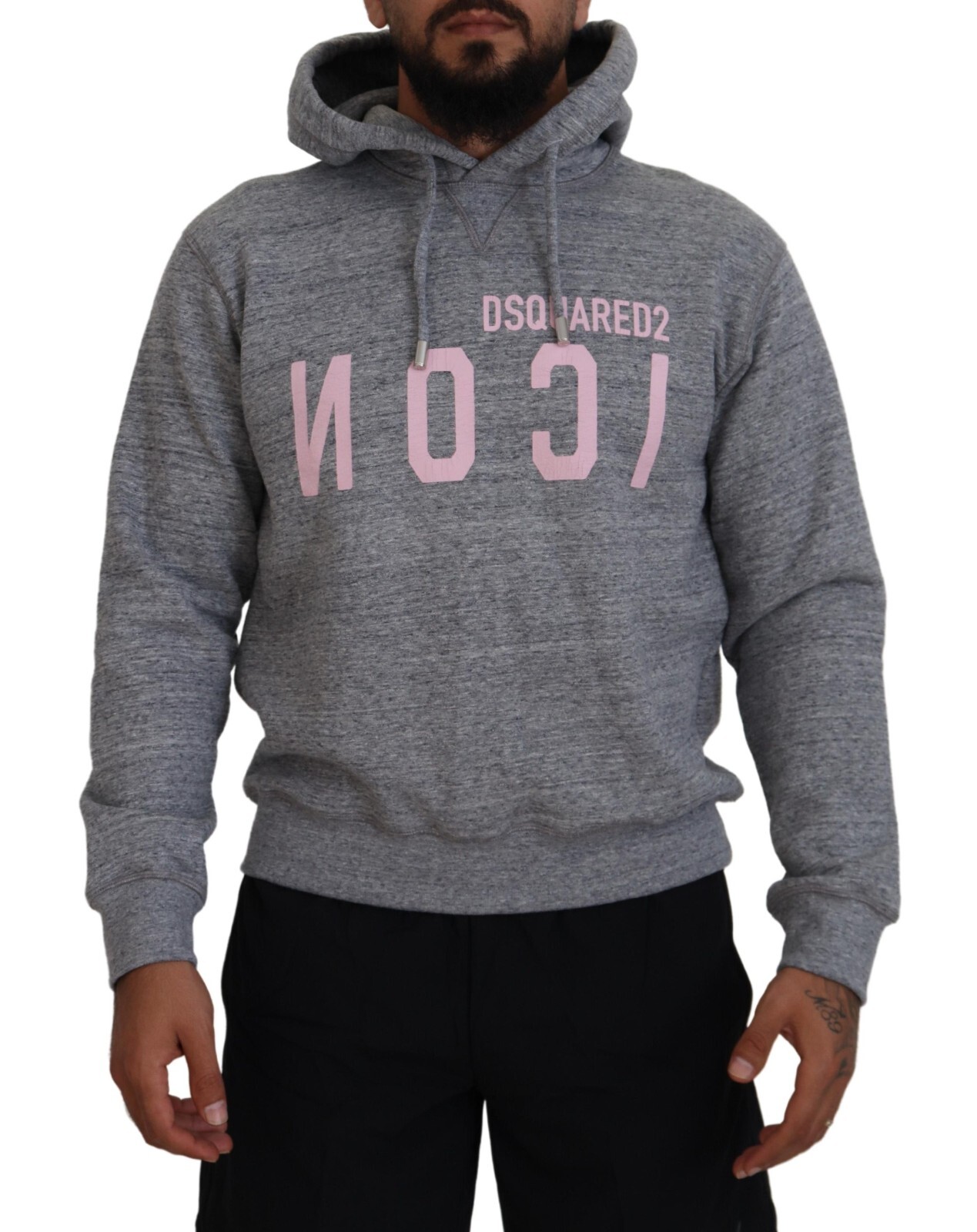 

DSQUARED2 Свитер Серый хлопковый мужской пуловер с капюшоном и принтом IT48/US38/ 610usd