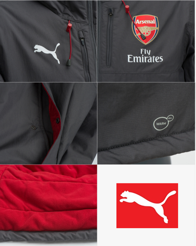 Puma Men Arsenal Fc Long Bench Jacket Winter Gray Warmer Gym