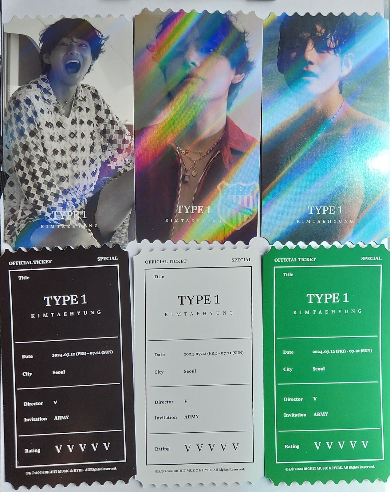BTS V 50KW hologram photo ticket ARTSPACE TYPE 1 IN SEOUL