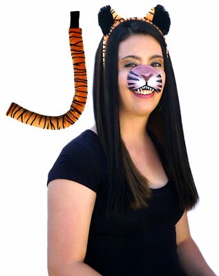 Tiger Ears Tail Nose Costume Kit Accessories Set Adult Child Kids Kid Cat Furry