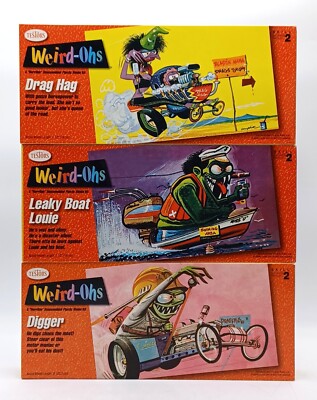 Set mit 3x Testors Weird-Ohs Model Kit: Drag Hag + Digger + Leaky Boat Louie
