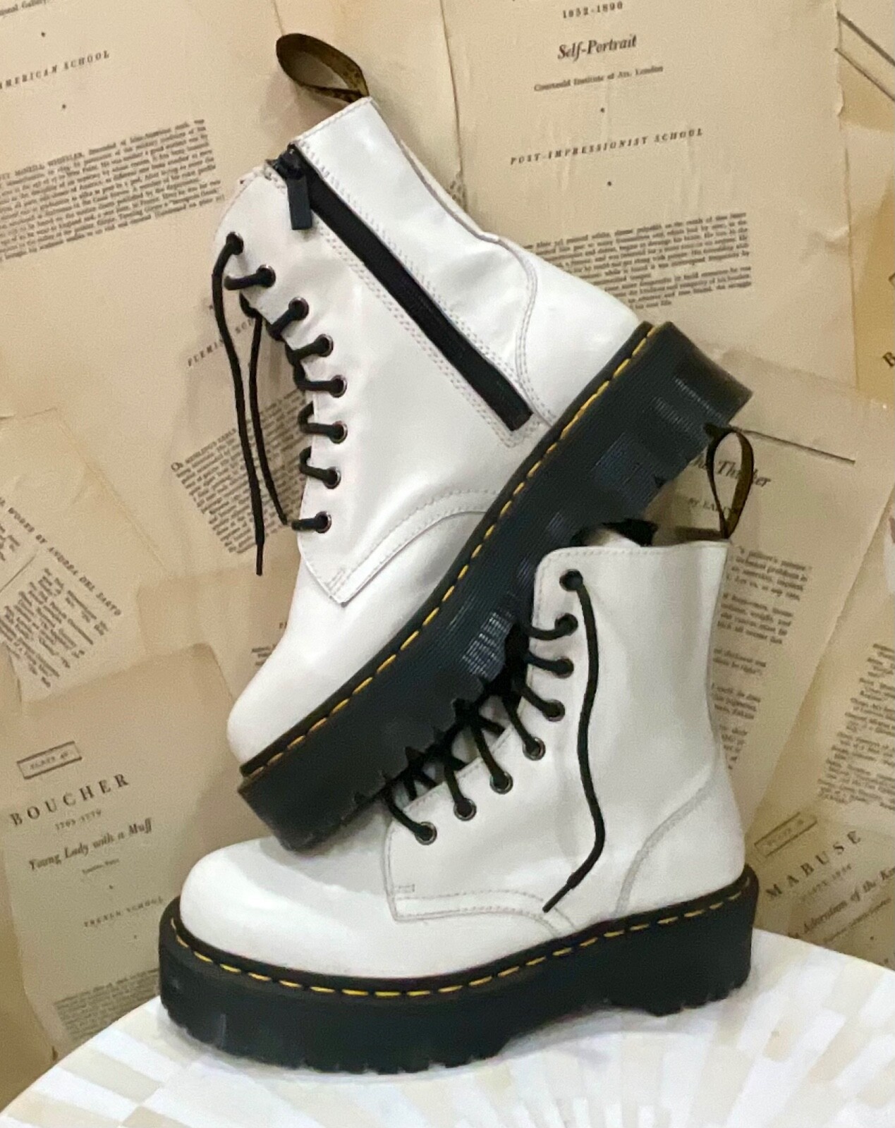 Кожаные ботинки Free People Dr Martens Jadon на платформе гладкого белого цвета 41/9 НОВЫЕ