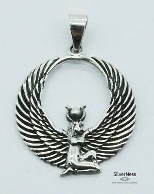 SilverNess Jewellery Egyptian Goddess Pendant: 925 Sterling Silver