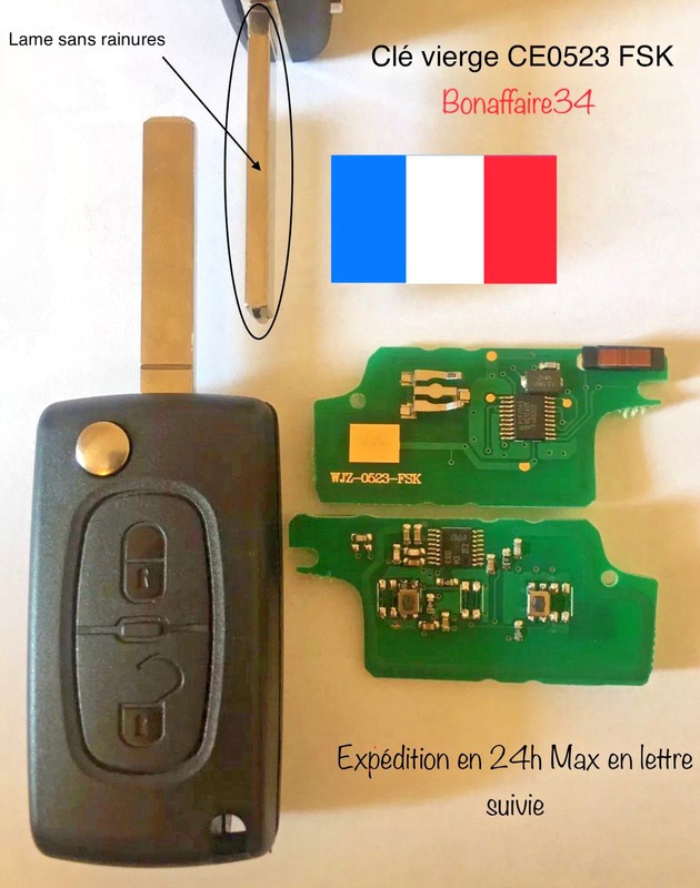 ClÃ© Vierge Ce0523 Et Ce0536 Fsk C3 + 2009 Ds3 C3 Picasso Partner Berlingo +2008