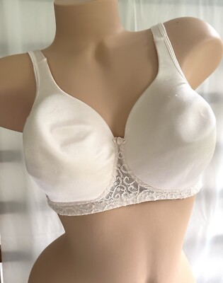 Playtex Secrets Satin Soft Cup Wireless Bra Embroidered Lace Sz 36D Pink