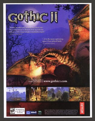 Gothic II 2 PC Game 2003 Big Box Full Page Promo Ad Art Print Poster Classic RPG