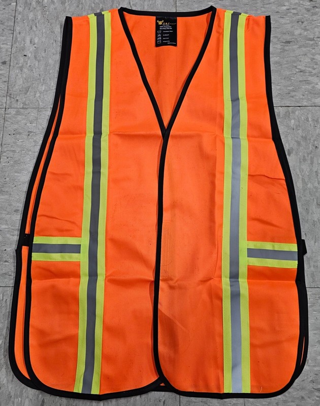 Industrial Hiking Hunting Day Glo Dayglo Orange Safety Vest w/reflective