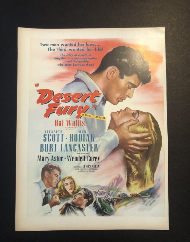 1940’s Movie Desert Fury Lizabeth Scott John Hodiak Magazine Ad