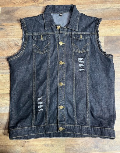 Supreme Speckled Vest ＋ CLASSIC JEAN セット Fashion Classic SZ L Men's Fringe Distressed Blue Denim Vest