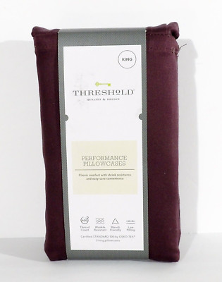 Threshold 400 Thread Count Solid Performance PLUM King Pillowcase Set