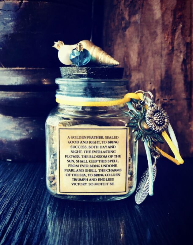 Golden Sun Magick Witches’ Spell Bottle (Handmade, Witchcraft, Wicca, Hoodoo)