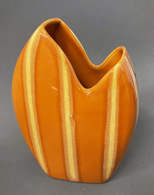 Mid Century Modern HULL USA Pottery Persimmon Continental Orange Vase #53 8.5”