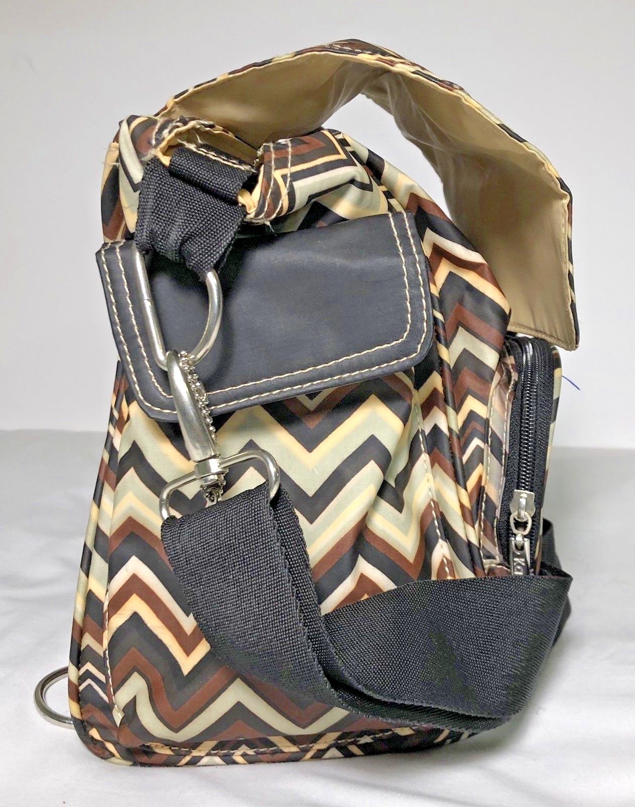 Kalencom Double Duty Brown Chevron Coated Convertible Backpack Diaper Bag