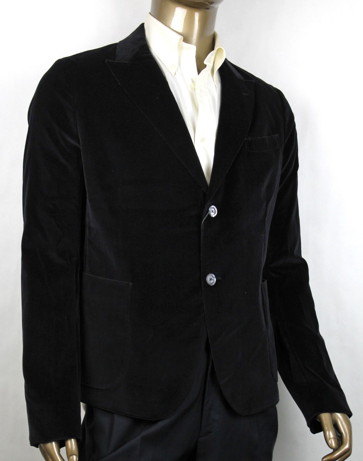 Pre-owned Gucci $2750  Men's Black Cotton Tulfan Velvet Formal Jacket 2 Buttons 406547 1000