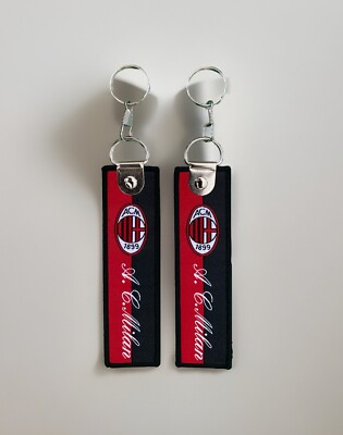 2PCS A. C Milan Football Soccer Jet Tag, ACM Soccer Keychain.