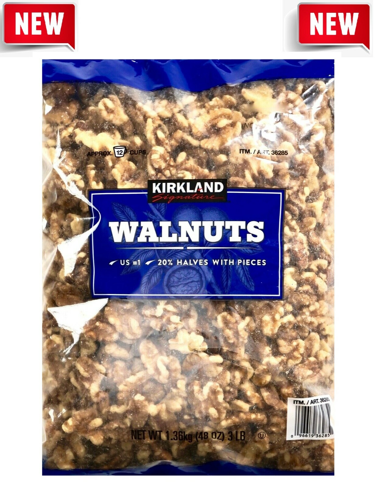 Kirkland USA Walnuts Halves & Pieces 48 oz. (3 pounds) . 12