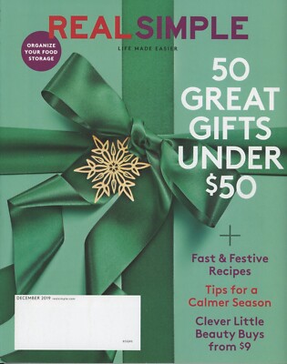 REAL SIMPLE Magazine - December 2019 / 50 Great Gifts, Festive Recipes / 148 Pgs