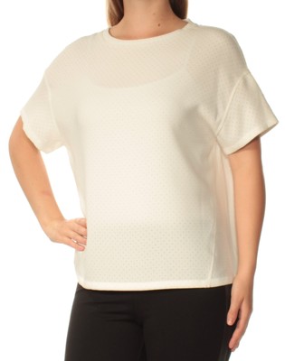 

ANNE KLEIN Женский прозрачный топ цвета слоновой кости с короткими рукавами и вырезом под горло Размер, Цвет слоновой кости