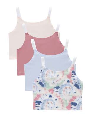 Hanes Originals Girl's Underwear Tween Crop Cami Pack, Fashion Assorted, 4-Pack